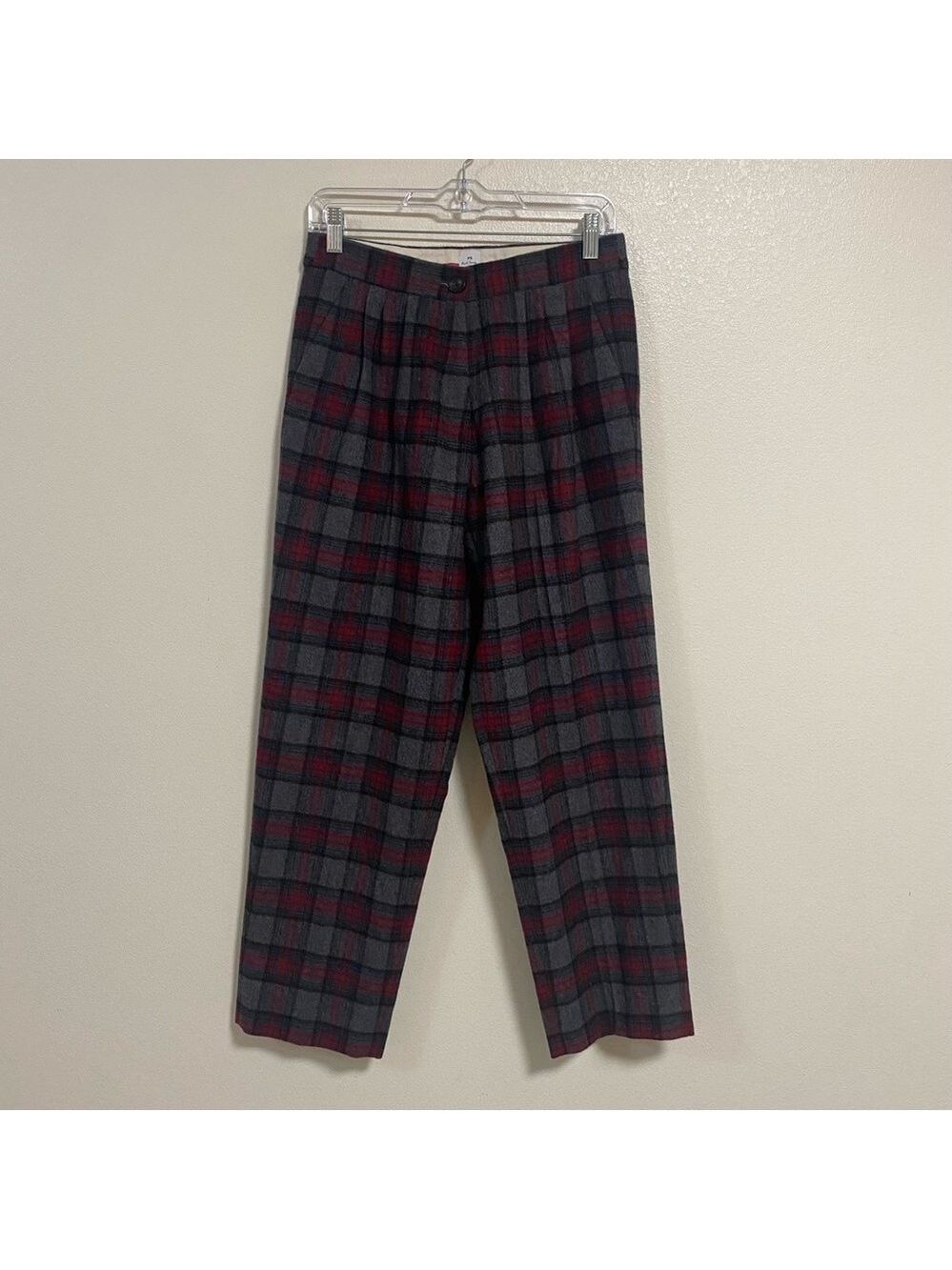 Paul Smith Pants Women’s Size 4/38 Gray Red checker plaid Wool blend Trousers